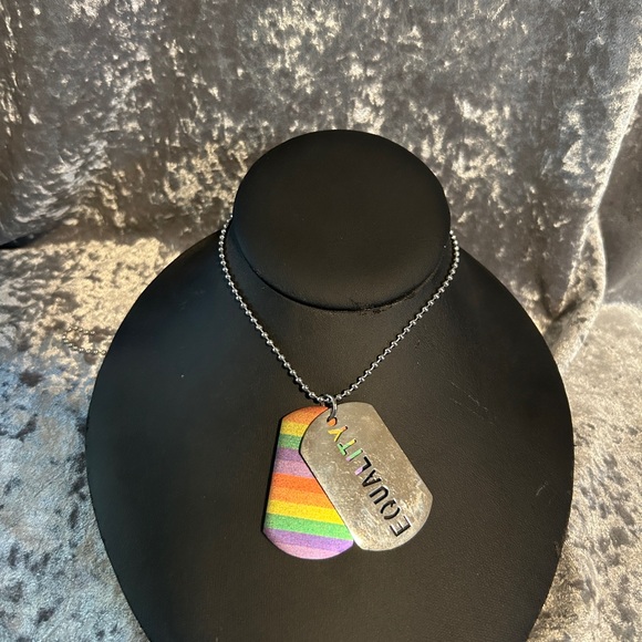 PRIDE EQUALITY STAINLESS STEEL DOG TAG NECKLACE - Picture 1 of 2